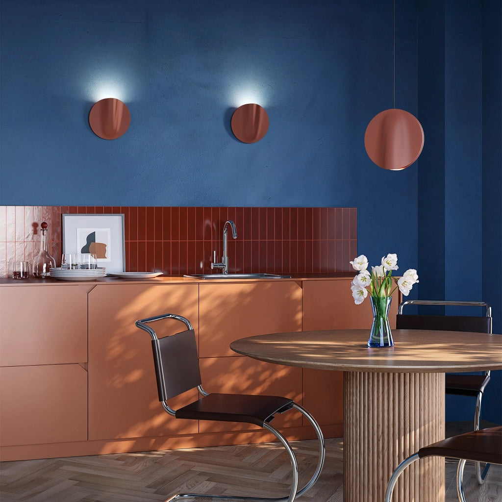 Sirio Lampada da parete in ceramica color Terracotta, LED 8W 2700K 625lm, diametro 24 cm, design Made in Italy per illuminazione interni IP40