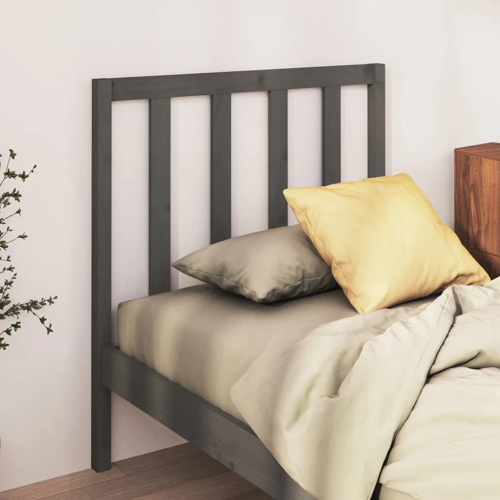 Testiera | Testata per Letto Grigia 96x4x100 cm in Legno Massello di Pino