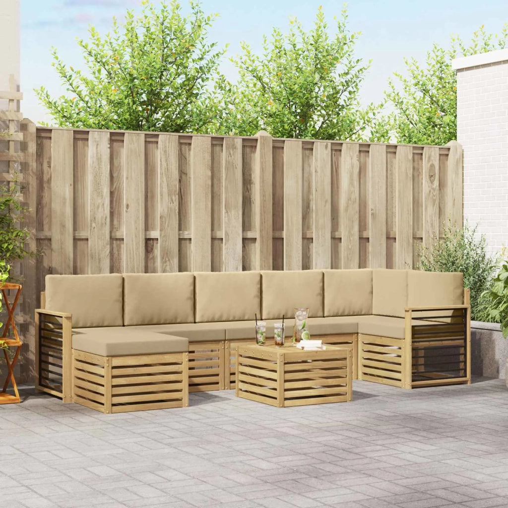 Set di divani da esterno 8 pcs Bianco e Beige 59 x 59 x 37 cm 3392248