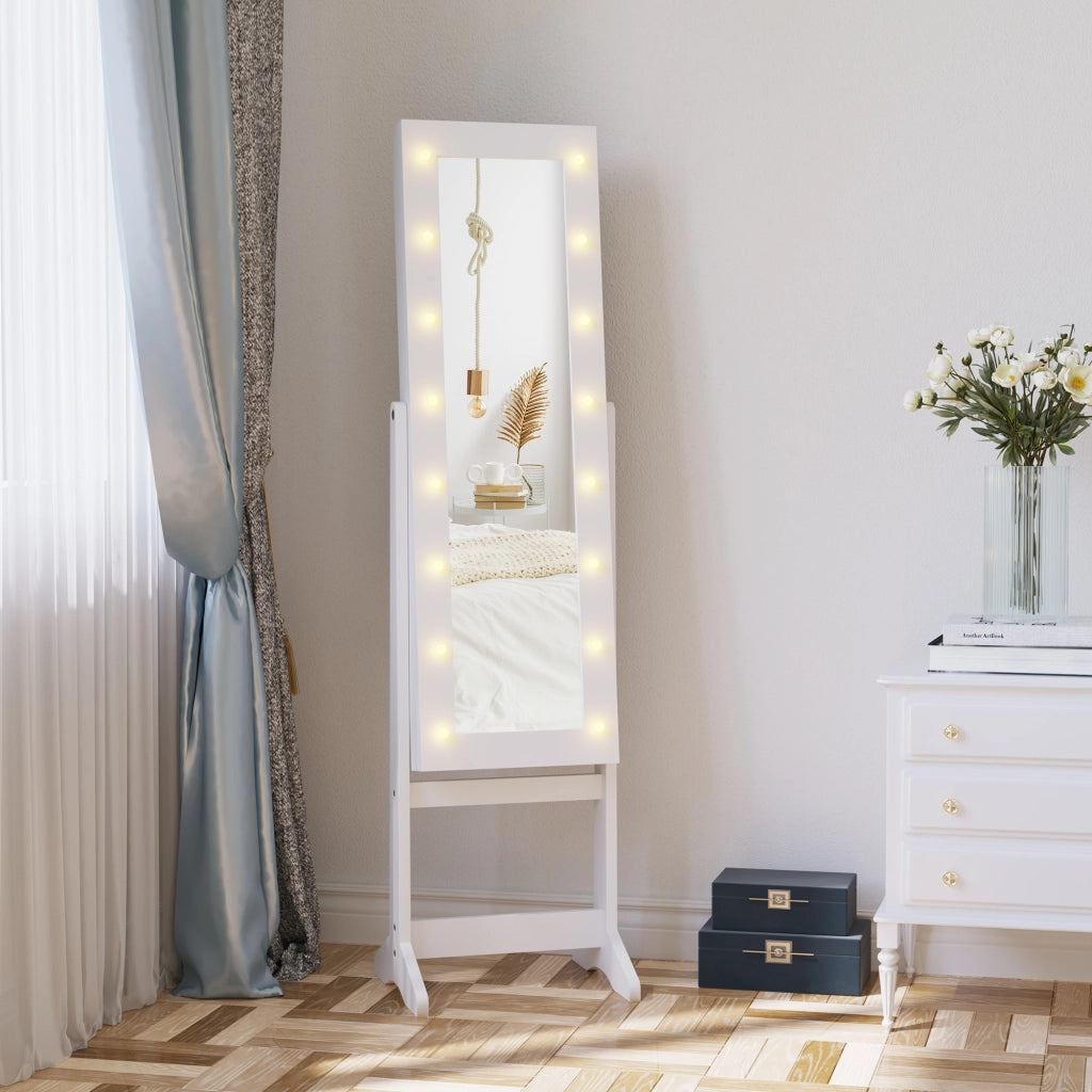 Armadietto con Specchio e Luci ¨C zephmum ¨C Bianco, 36x30x136 cm