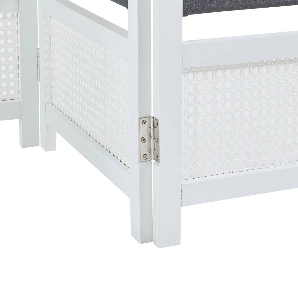 Paravento Pieghevole Dorotea per Interni Separè a 5 Pannelli 200 x 170 cm Bianco / Grigio Scuro [en.casa]