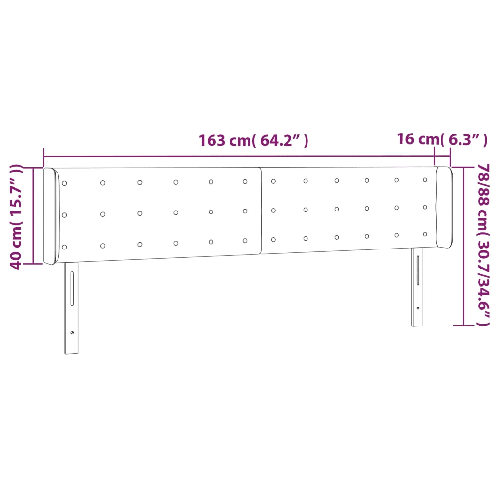 Testiera a LED-Testata con LED Bianca 163x16x78/88 cm in Similpelle