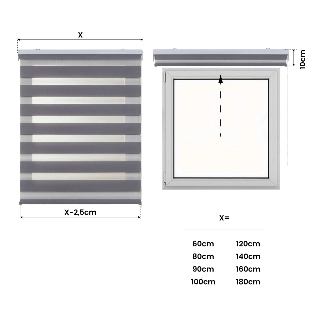 Tenda a Rullo giorno / notte Avvolgibile Con Doppio telo Argento 100x250 cm