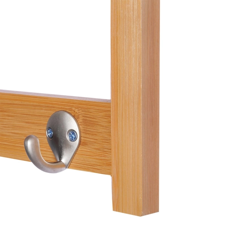 Appendiabiti da parete con ganci, salvaspazio, portata 5 kg, 50 x 16 x 17,5 cm, legno naturale