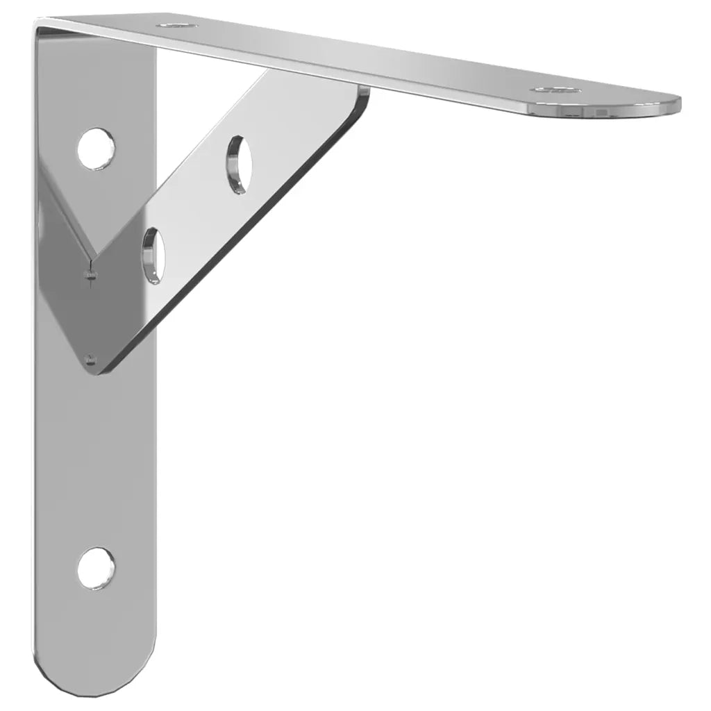 Staffe per Mensola 4 pz 20x2,5x14 cm in Acciaio Inox Argento 30297