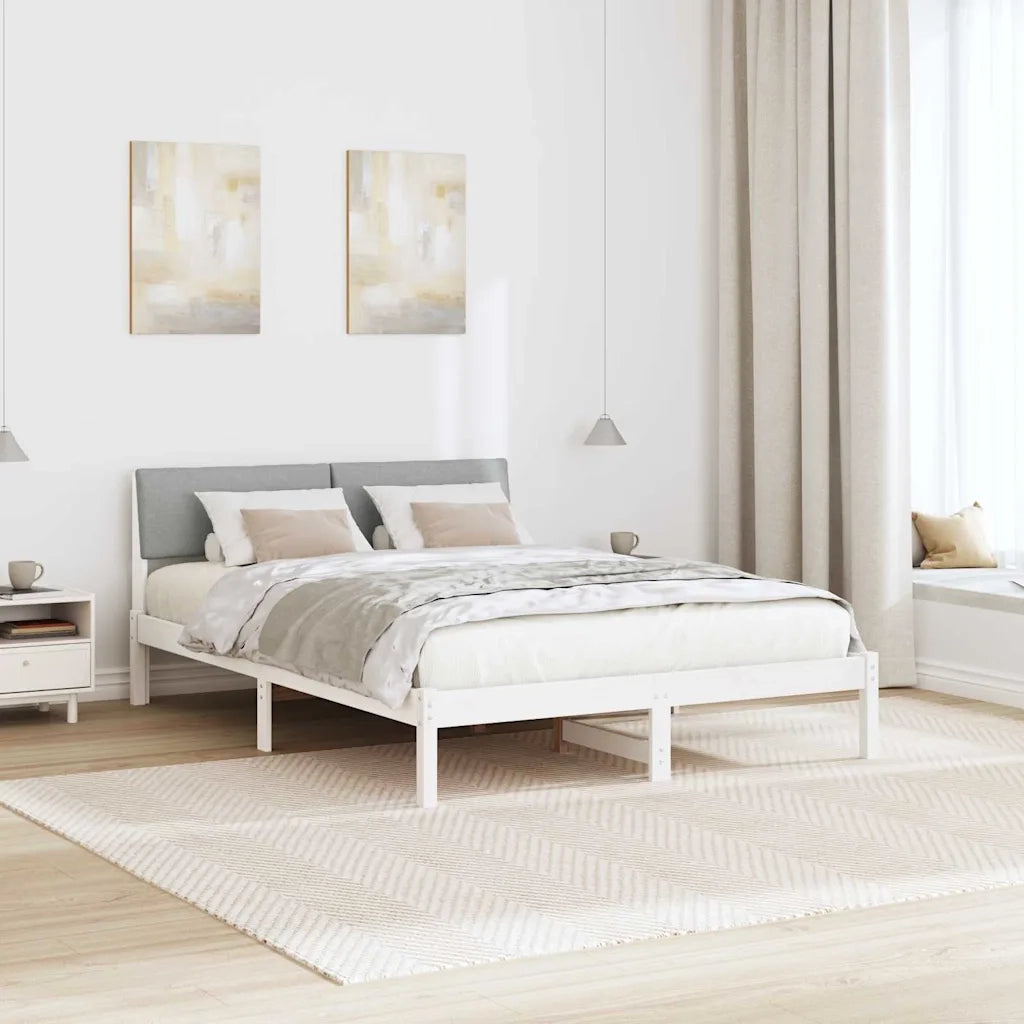 Letto matrimoniale | Letto per adulti | Struttura del Letto Bianco e grigio chiaro 160 x 200 cm