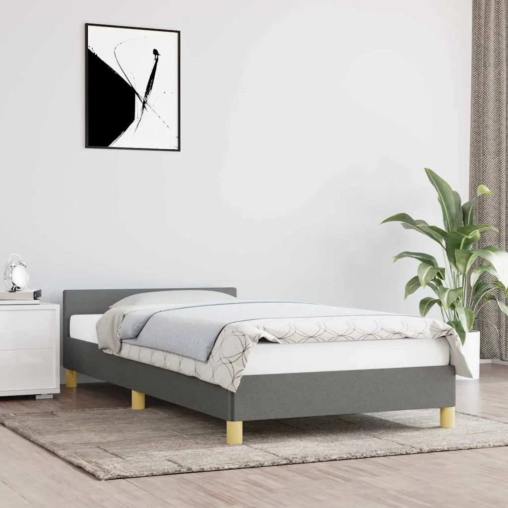 Letto singolo | Letto per adulti | Giroletto senza Materasso Grigio Scuro 100x200 cm Tessuto