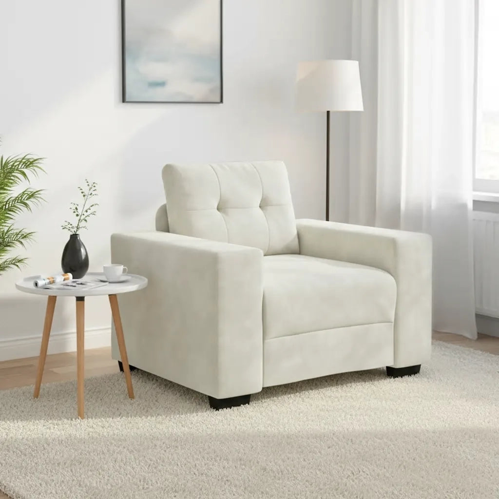 Divano Sedia Crema 100x78x80 cm Velluto 4105106
