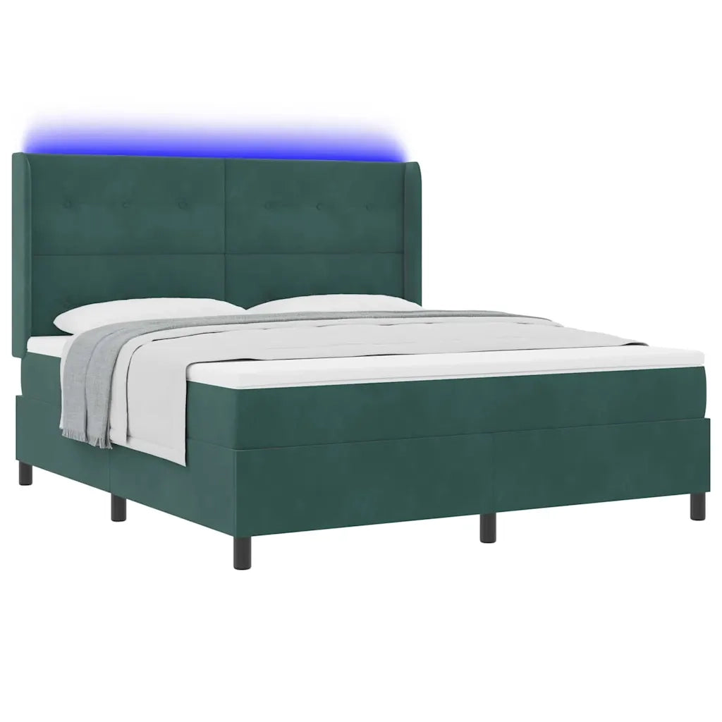 Letto a molle con strisce LED Verde Scuro 180 x 200 cm Velluto 3343883