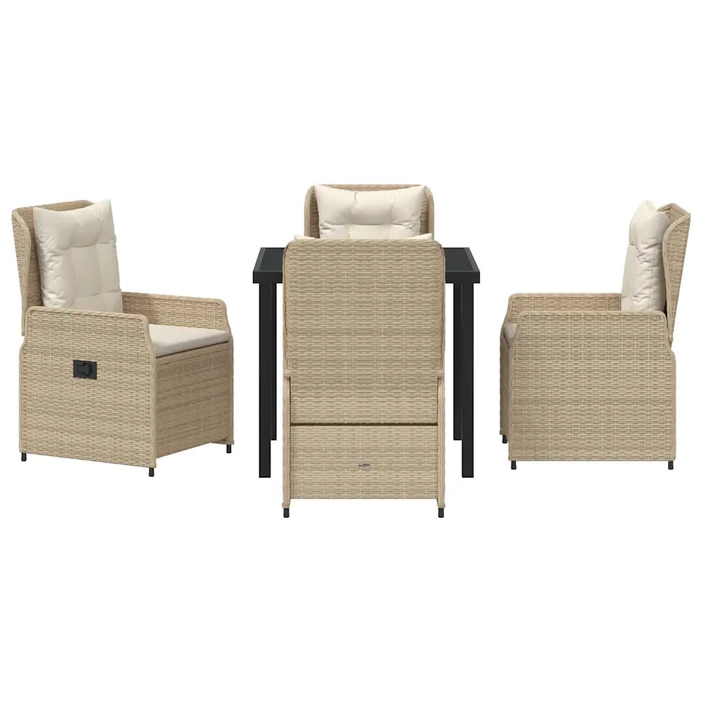 Set da Pranzo per Giardino 5 pcs Beige e Grigio Chiaro