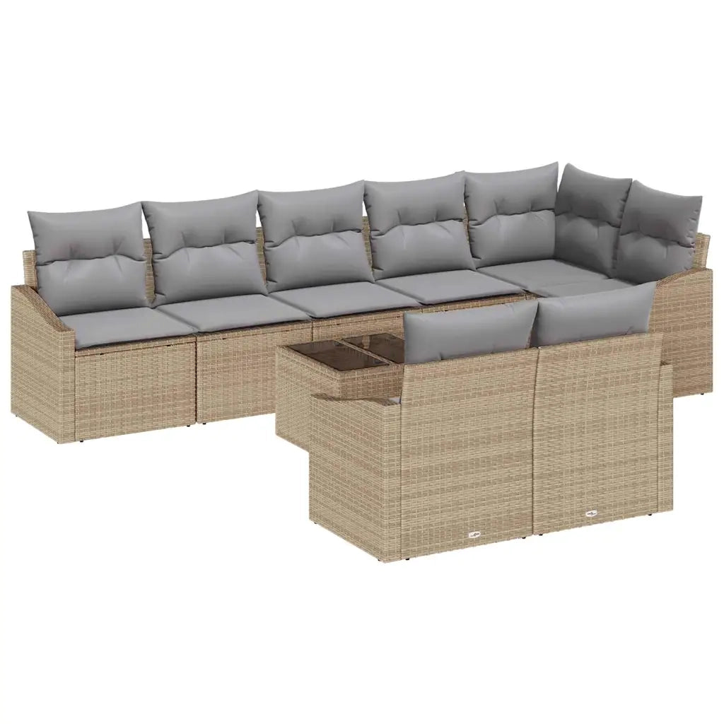 Set di divani con cuscino 9 pcs Beige polyrattan 3346780