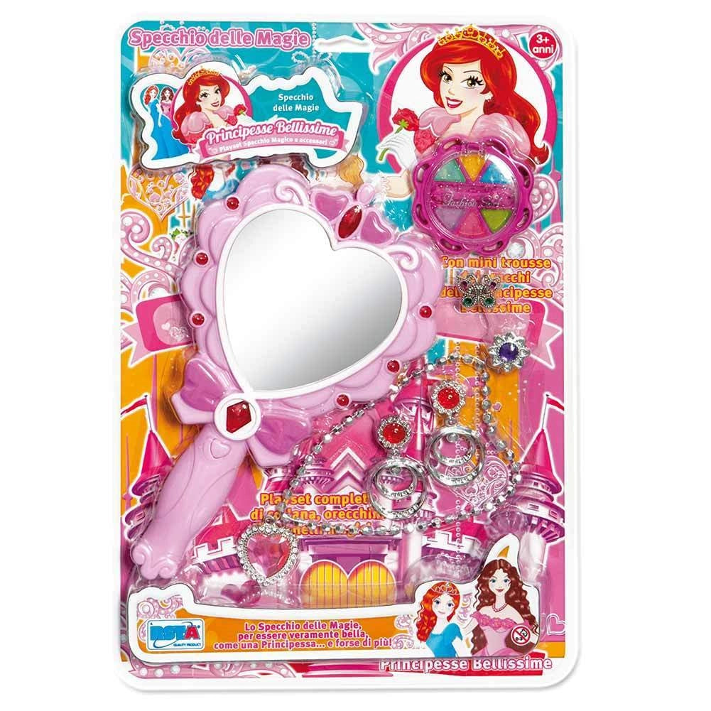 Principesse Specchio Rosa Con Collana Orecchini E Accessori Per Bambina 3+ Anni
