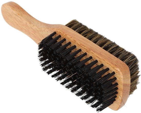 Kit di cura della barba a doppia faccia - Raschietto a barba - Barba - Manico in legno - Setole medie - Pulizia e esfoliazione