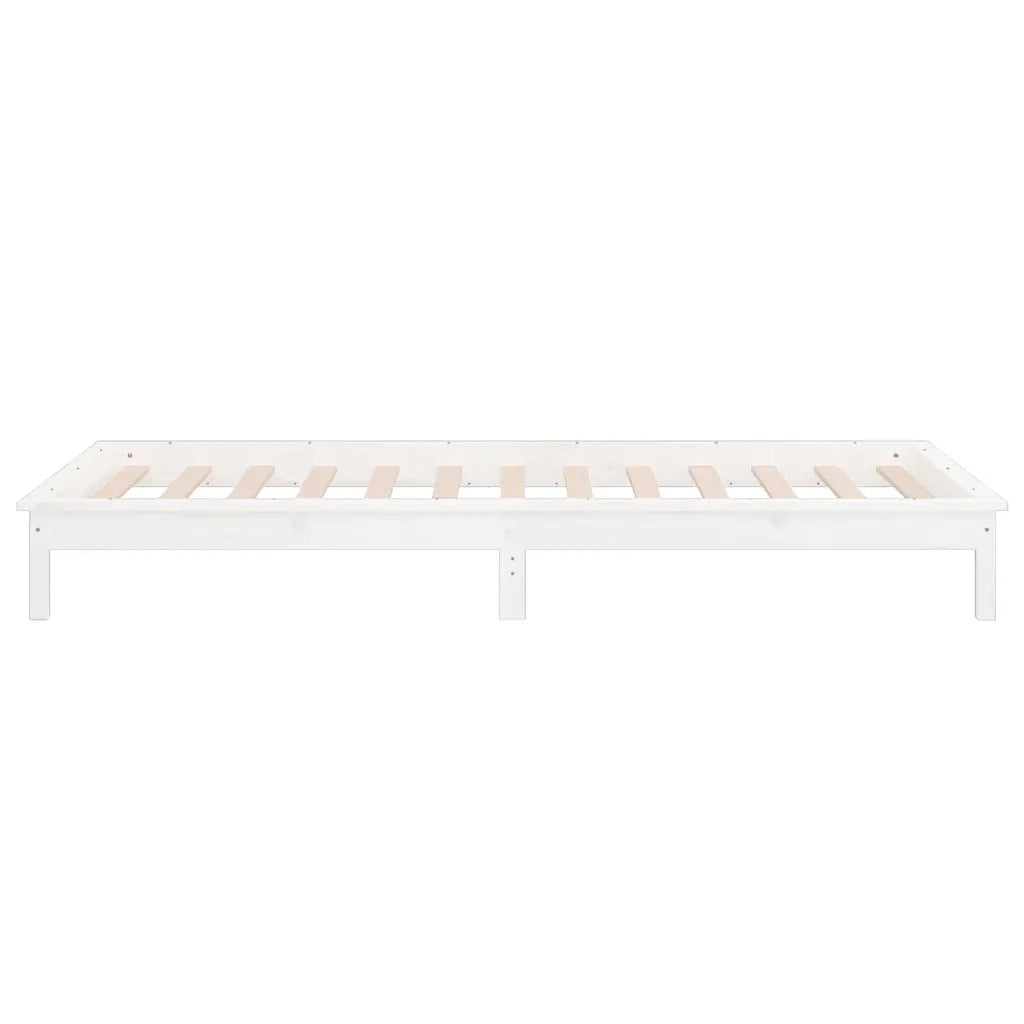 Giroletto con LED Bianco 90x190 cm Single in Legno Massello 820637