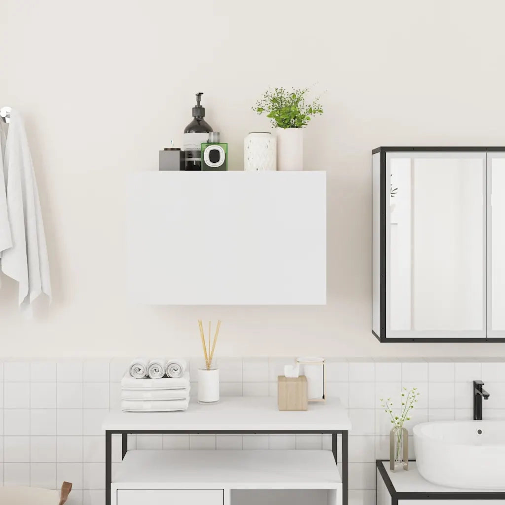 Mobile da Bagno a Parete Bianco 60x25x40cm in Legno Multistrato 860067