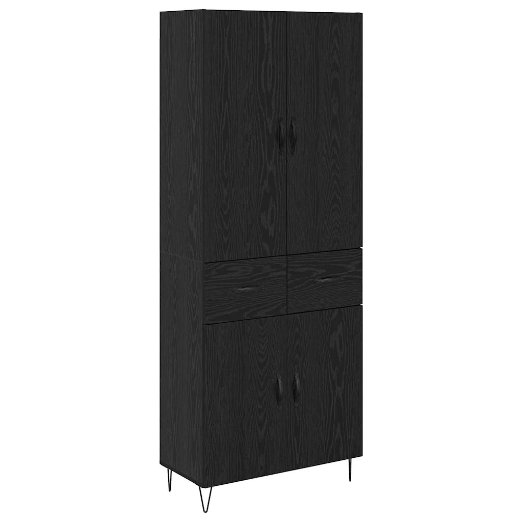 Credenza 2 pz-Set di 2 Buffet-Armadio da cucina Rovere Nero Legno ingegnerizzato e vetro 688644