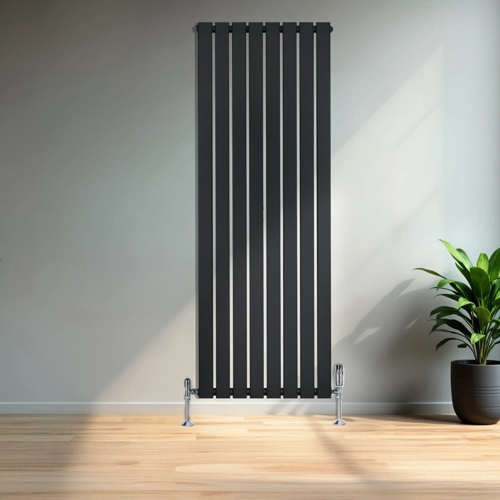 Radiatore Verticale Design Piatto Colonna Singola Nero 1600x560 mm