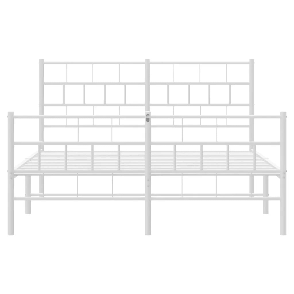 Giroletto con Testiera e Pediera Metallo Bianco 120x200 cm 355724