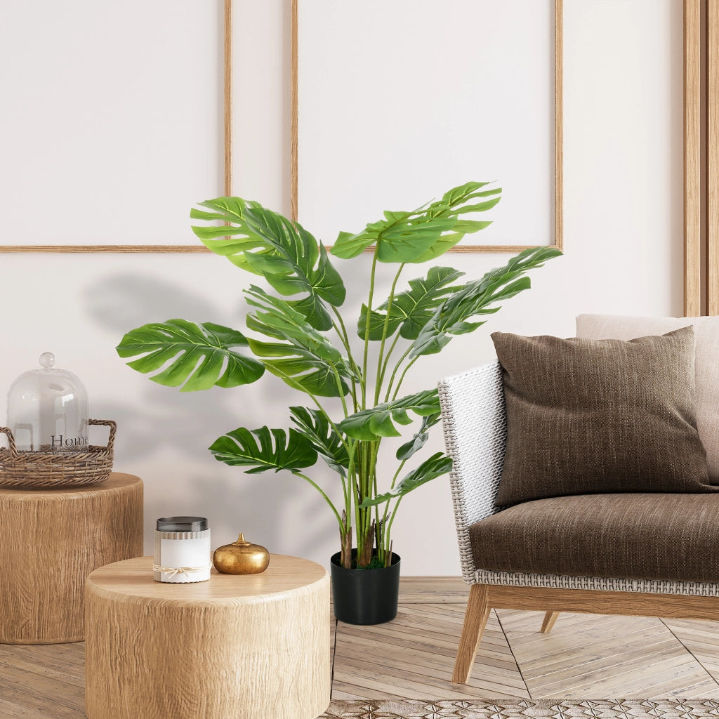 Pianta Artificiale Monstera Deliciosa ¨C Xylo ¨C con Vaso, Altezza 120 cm, Verde