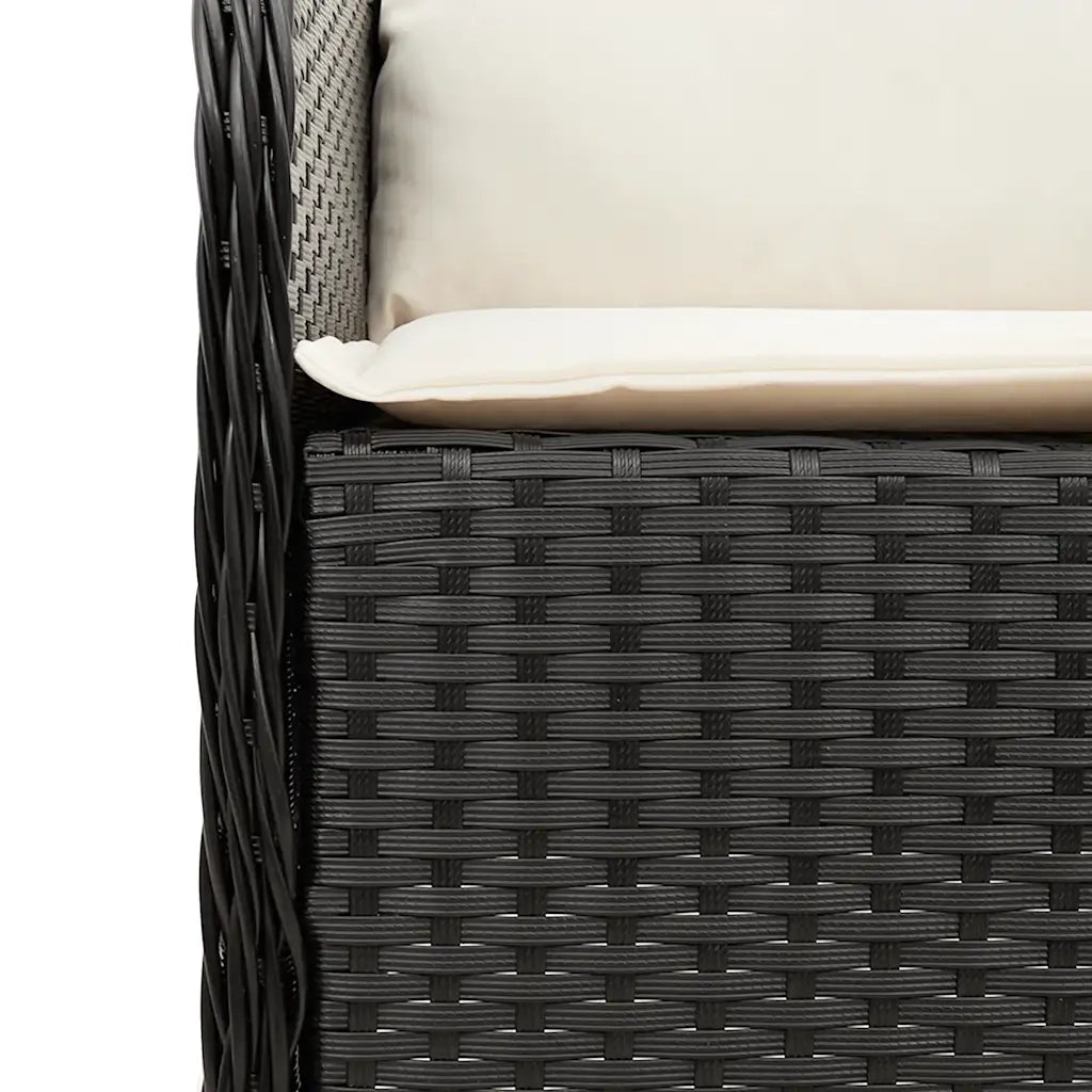 Set da Pranzo da Giardino 9 pz con Cuscini Nero in Polyrattan 3211865