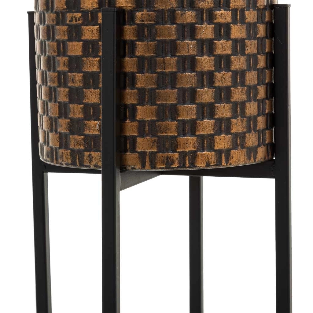 Fioriera in metallo ramato 21,5x21,5x43h