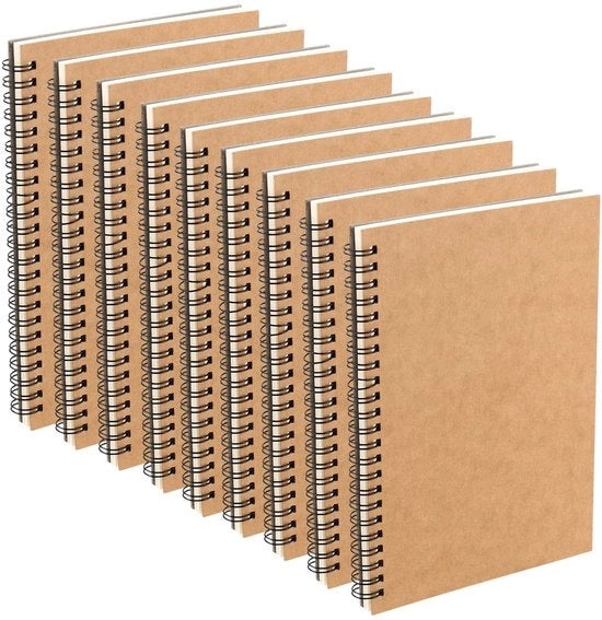 Libretto A5 - 10 Unità - 160 g/m² Bianco - Legato a Spirale - Copertina Rigida - 60 Pagina - (30 Fogli) - Superficie di Scrittura Liscia - Quaderno di Note