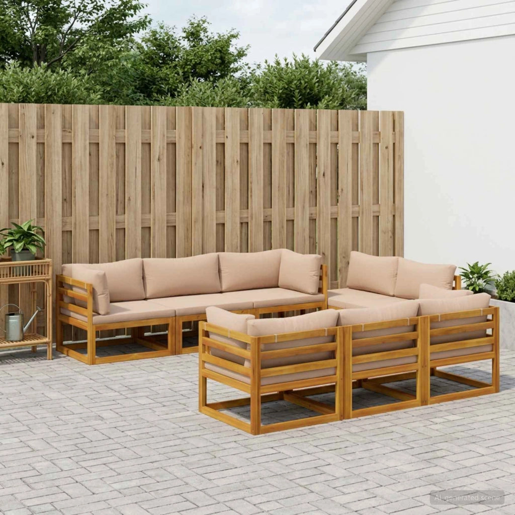 Set Salotto da Giardino Componibile 9 Pezzi Naturale 3417287