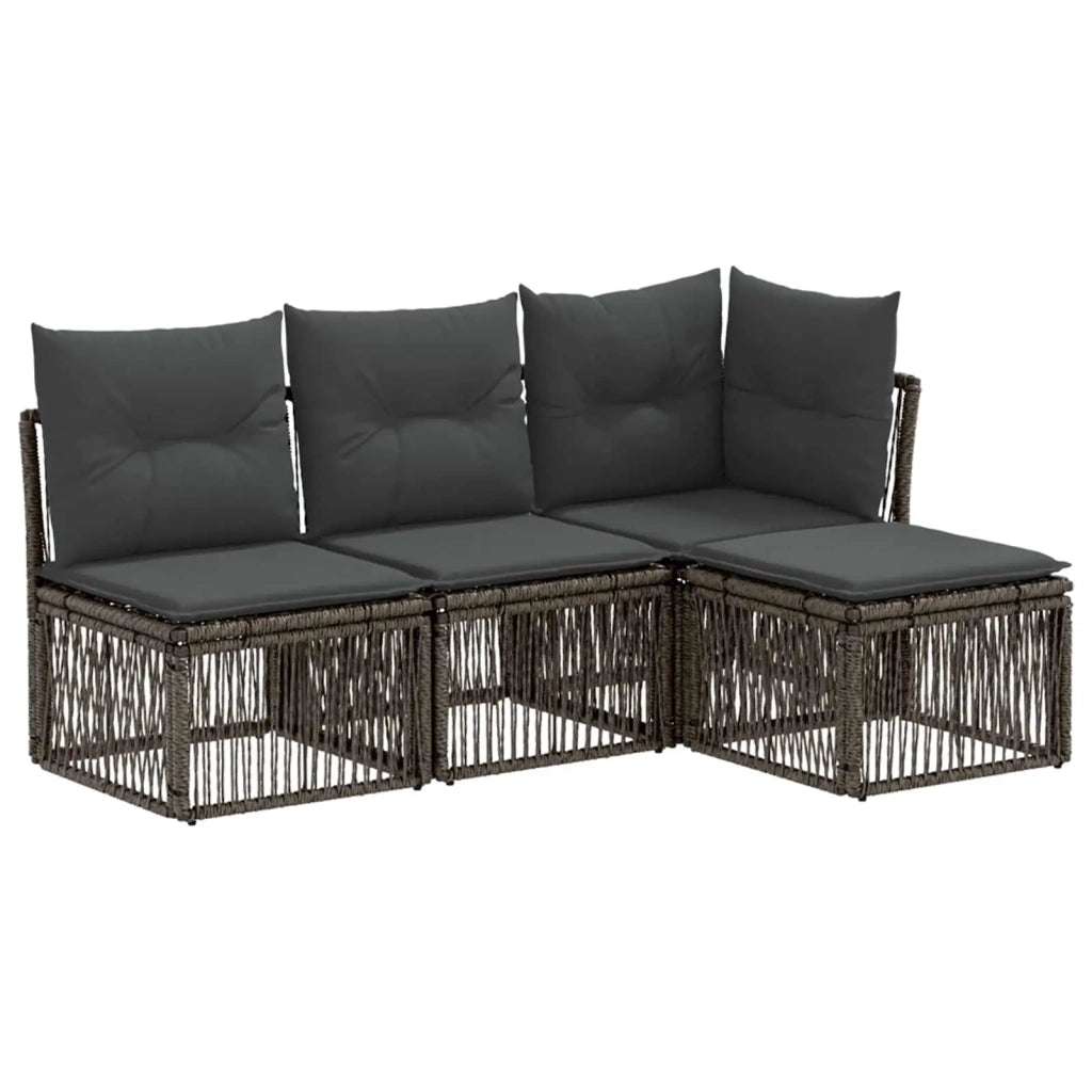 Set Divano da Giardino 4 pz Grigio polyrattan 3434186