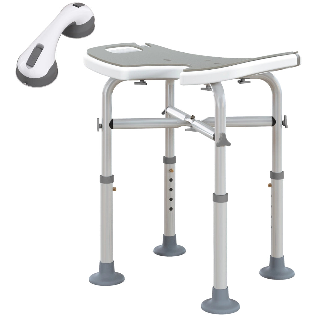 Sgabello da doccia regolabile 39-51,5 cm ¨C Xylo ¨C con maniglia e ventose grigio
