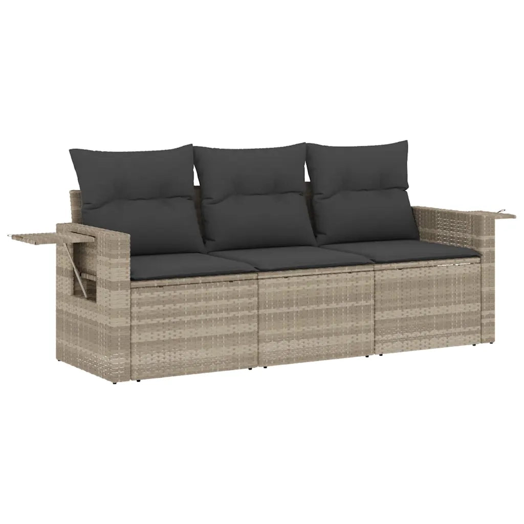 Set Divano da Giardino 3pz con Cuscini Grigio Chiaro Polyrattan 3219861