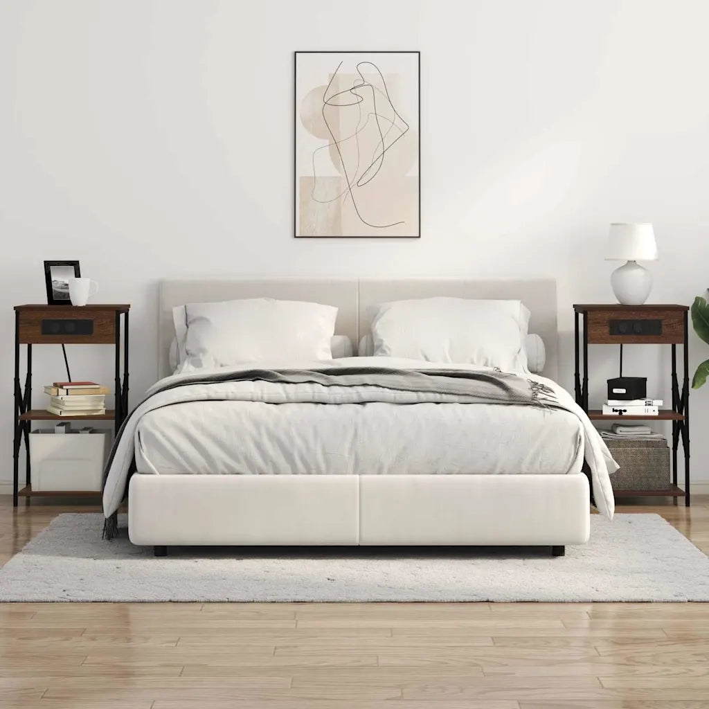 Comodino | Armadio da Notte | Mobiletto da notte con lo scaffale Rovere Marrone 41 x 31 x 76 cm