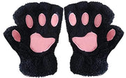Manopole invernali con piedini di gatto pelosi, guanti senza dita morbidi a pelo per donne e ragazze adolescenti, accessori cartoon-kawaii carini