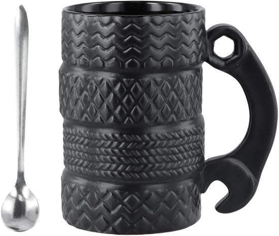 Tazza per caffè 3D stampata - Ceramica - Grande capacità 500 ml - Inclusa cucchiaio - Resistente a microonde e lavastoviglie - Per appassionati di auto - Moka per caffè
