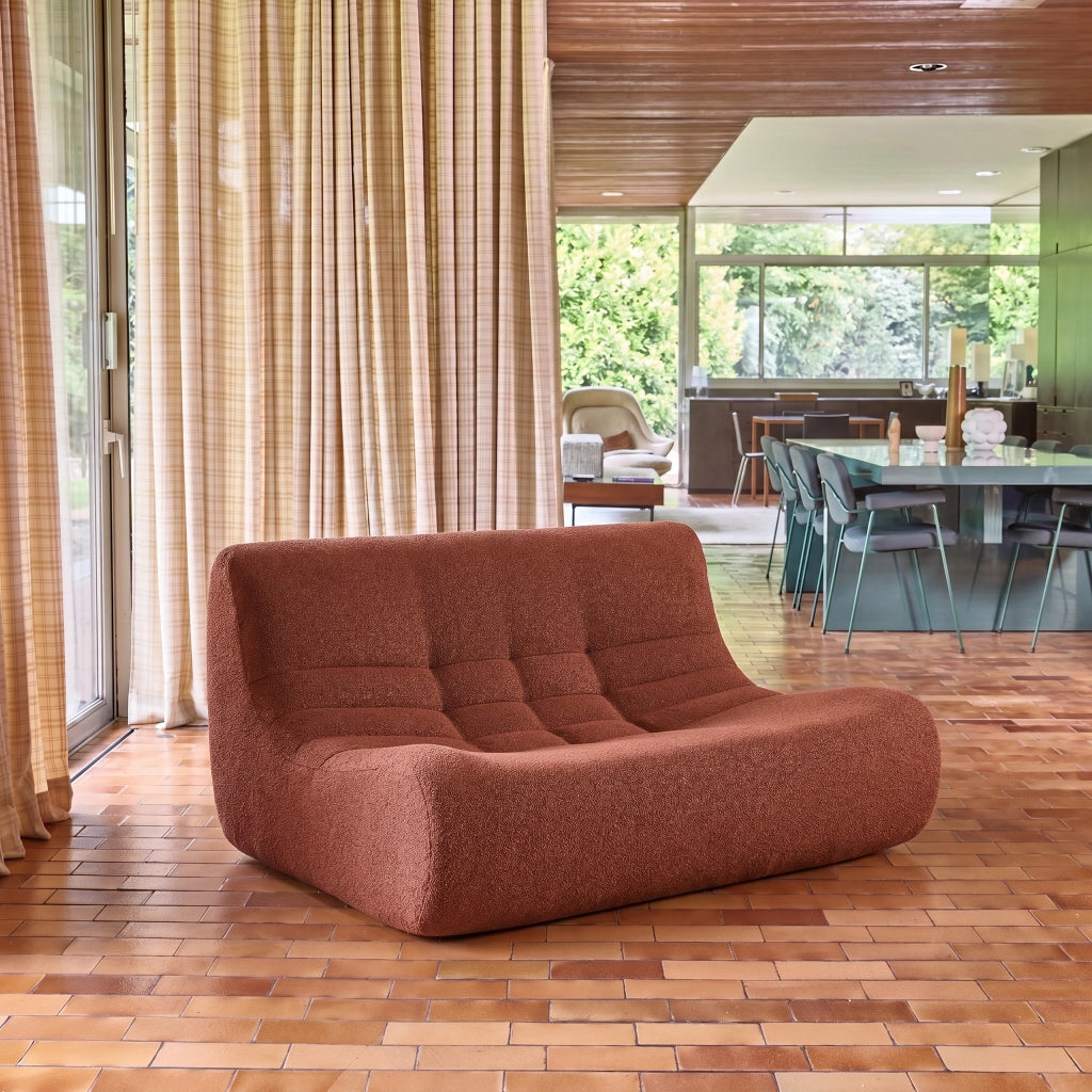 Poltrona bouclé testurizzata, 2 posti, terracotta