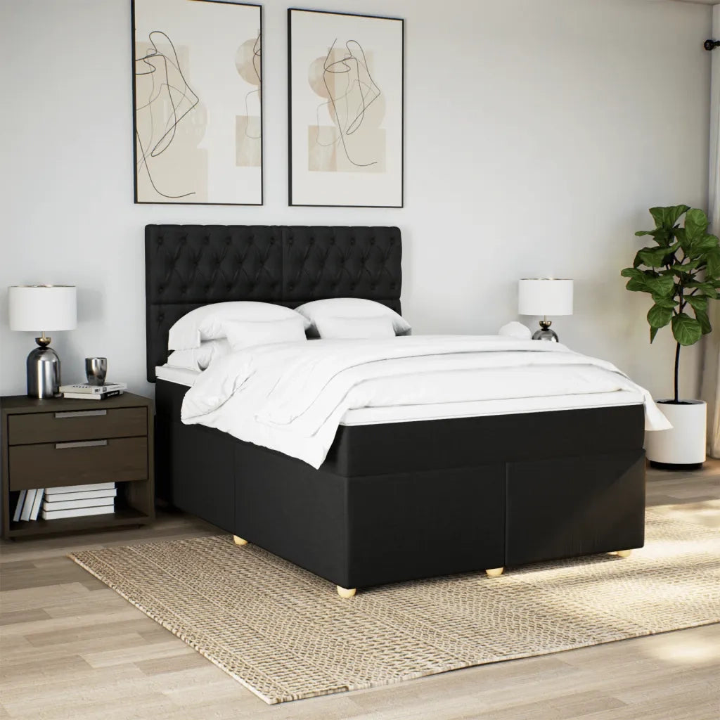 Giroletto a Molle con Materasso Nero 160x200 cm in Tessuto 3291340
