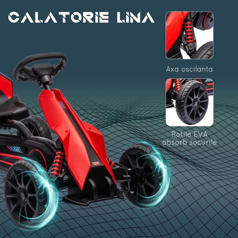 Go-kart per bambini, veicolo a pedali con sedile regolabile e freno a mano, adatto a bambini dai 3 agli 8 anni, ideale per divertirsi all'aria aperta.