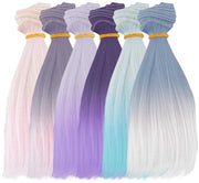 Set di capelli in plastica per bambole - 6 pezzi - fibra a alta temperatura - set di capelli per bambole - accessori per creazione di bambole - 15,5 cm larghezza - capelli per bambole