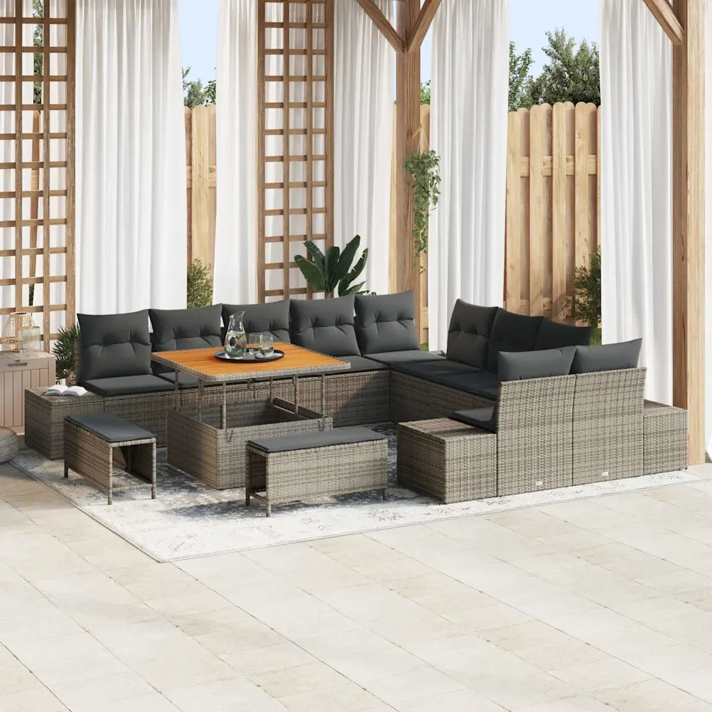 Set Divano da Giardino con cuscino 13 pcs Grigio polyrattan 3362838