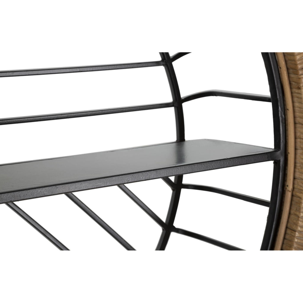Mensola da muro Cebu a 2 ripiani in ferro e rattan — 72,5x18x65 cm