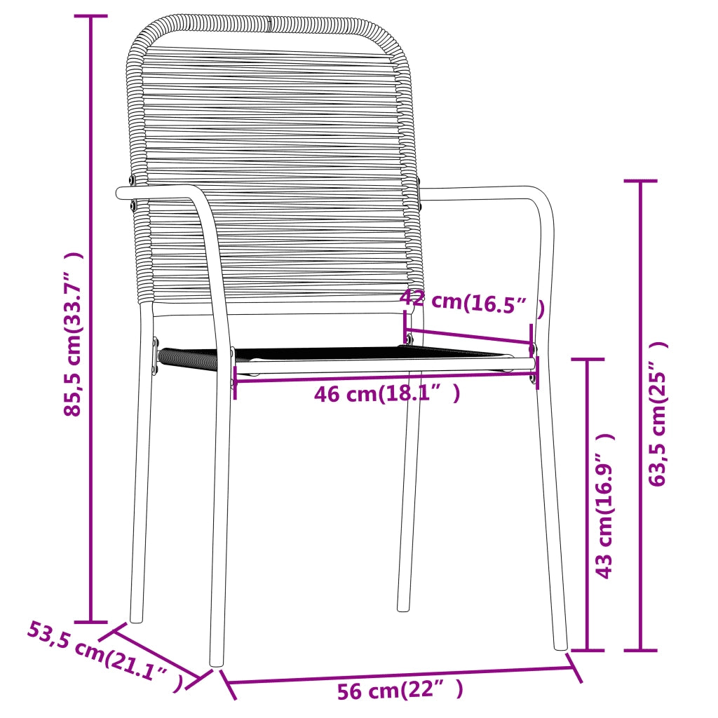 Set Mobili da Pranzo per Giardino 3 pz Nero 3099137