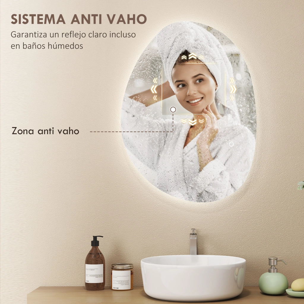 Specchio da Bagno con Luce LED ¨C Minimal ¨C Bianco 70x50 cm