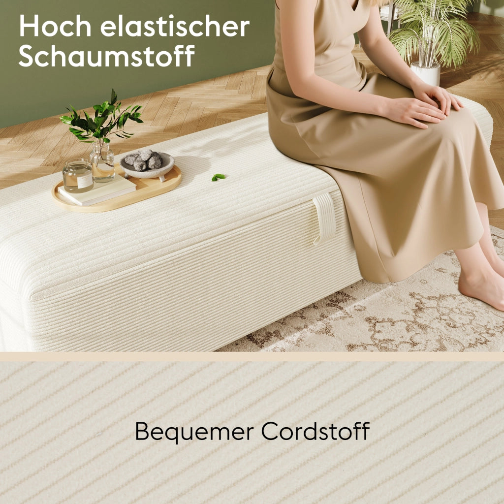 Panca da letto con vano contenitore, 165 x 38 cm, panca imbottita con meccanismo idraulico per il vano contenitore, adatta per camera da letto, soggio