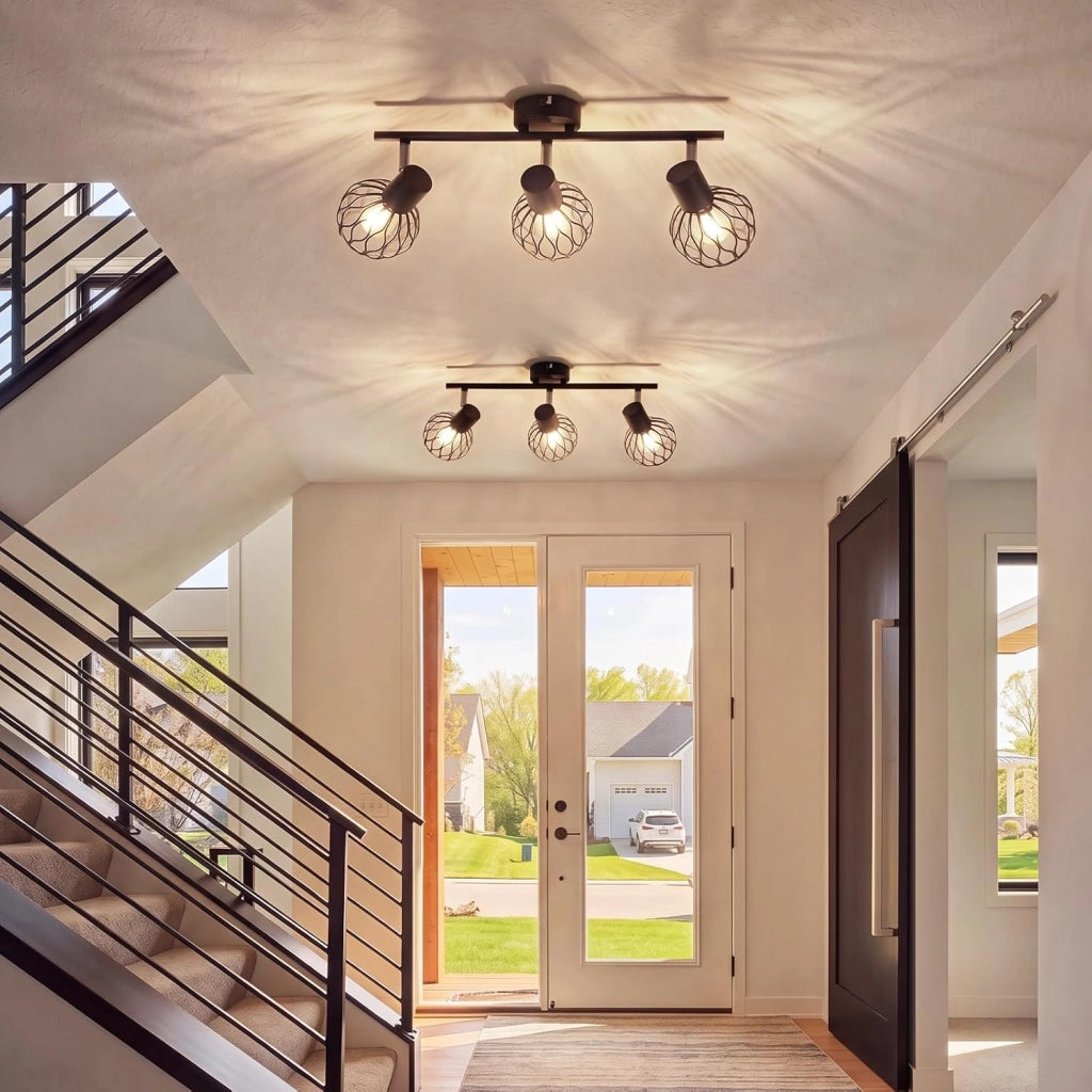 ZMH Faretto da Soffitto 3 Luci Nero E14 Metall Orientabile 350¡ã per Cucina Soggiorno Corridoio Senza Lampadina