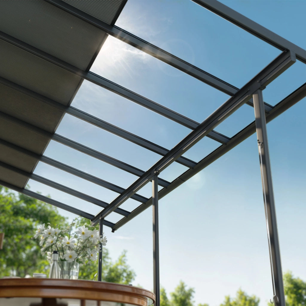 Canopia Sierra Cabrio Pergola Addossata in Alluminio 3X3 m Struttura grigia / Pannelli grigio opaco