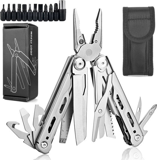Multitool - 14-in-1 multitool con lama a serratura forbici apripetole chiave inglese per survival campeggio caccia escursioni