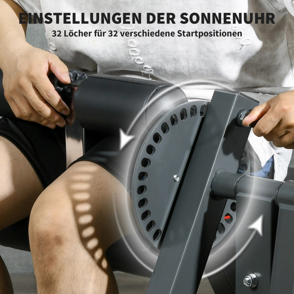 Macchina regolabile per estensione e flessione delle gambe con caricamento a dischi, ideale per l'allenamento di fianchi, cosce e parte inferiore del