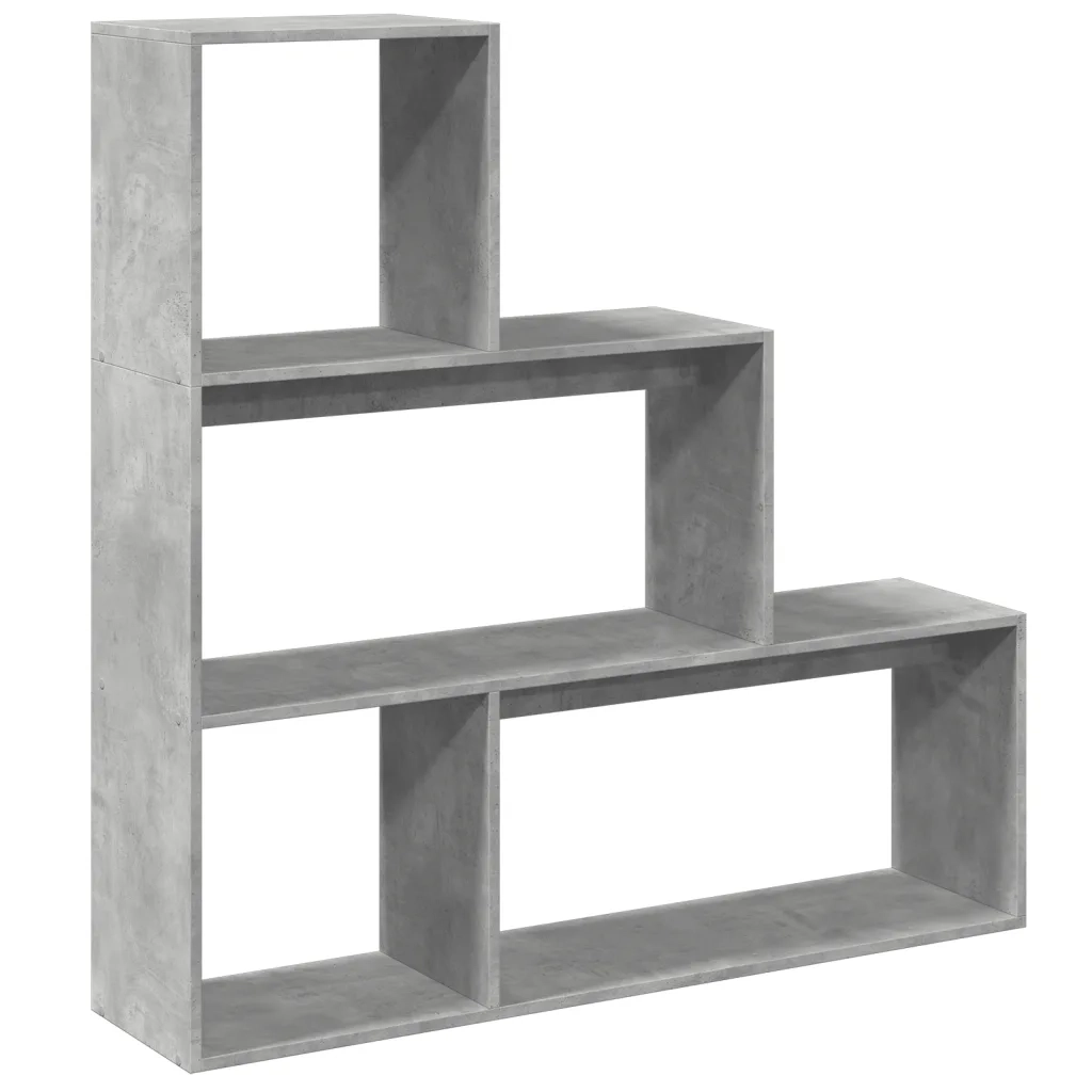Libreria Divisorio 3 Piani-Scaffale per Libri-Mobile di Stoccaggio Grigio Cemento 123x29x123 Truciolato