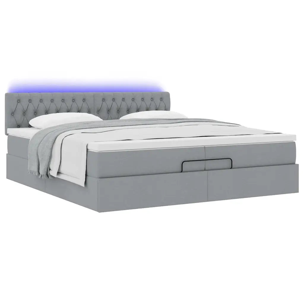 Struttura Letto Pouf con Materassi 200x200 cm in Tessuto 3312416