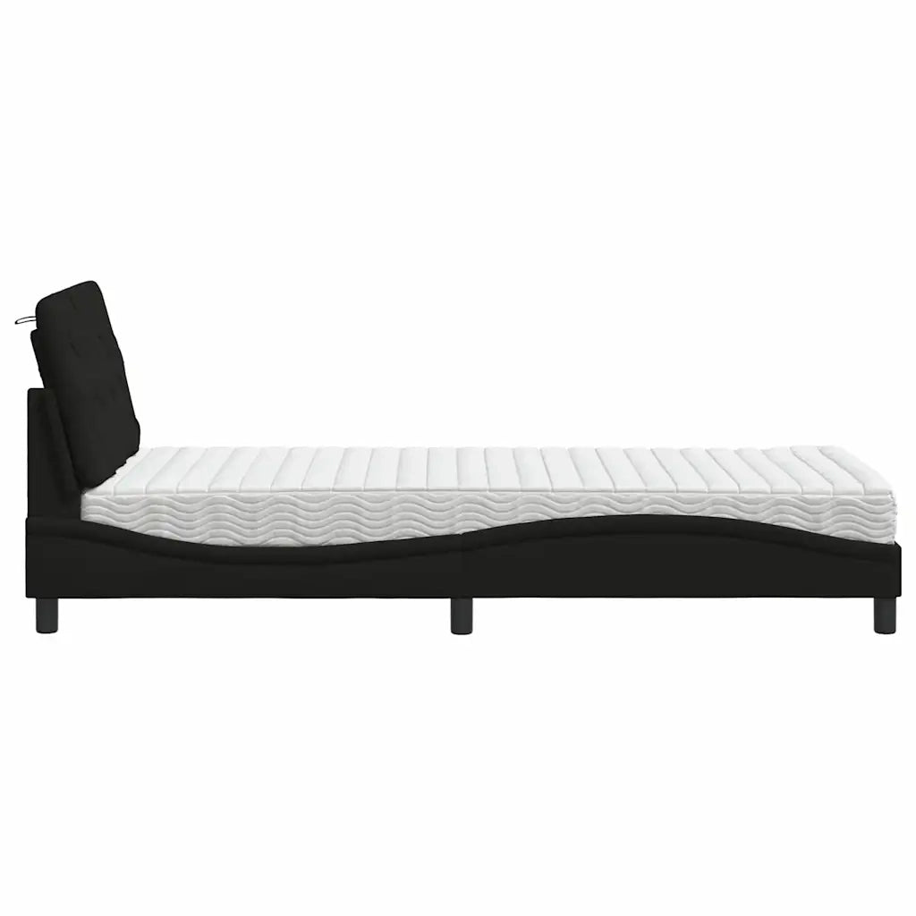 Letto con Materasso-Struttura Letto con Materasso Nero 90x200 cm in Tessuto