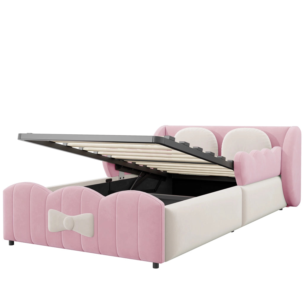 letto per bambini velluto rosa 90 x 200 cm